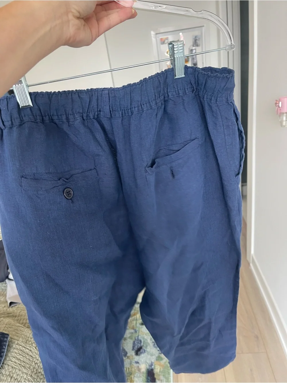 Puro Lino Men's Navy Linen Casual Pants